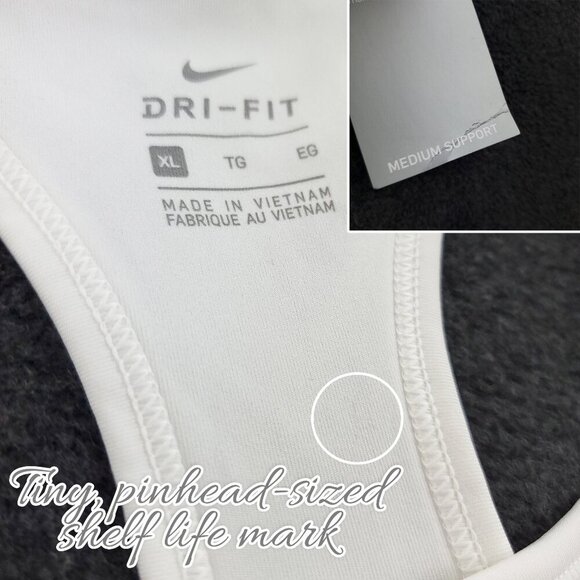 Nike Swoosh Sports Bra Medium Support Dri-Fit White Stretch Women's XL NWT - Picture 10 of 13